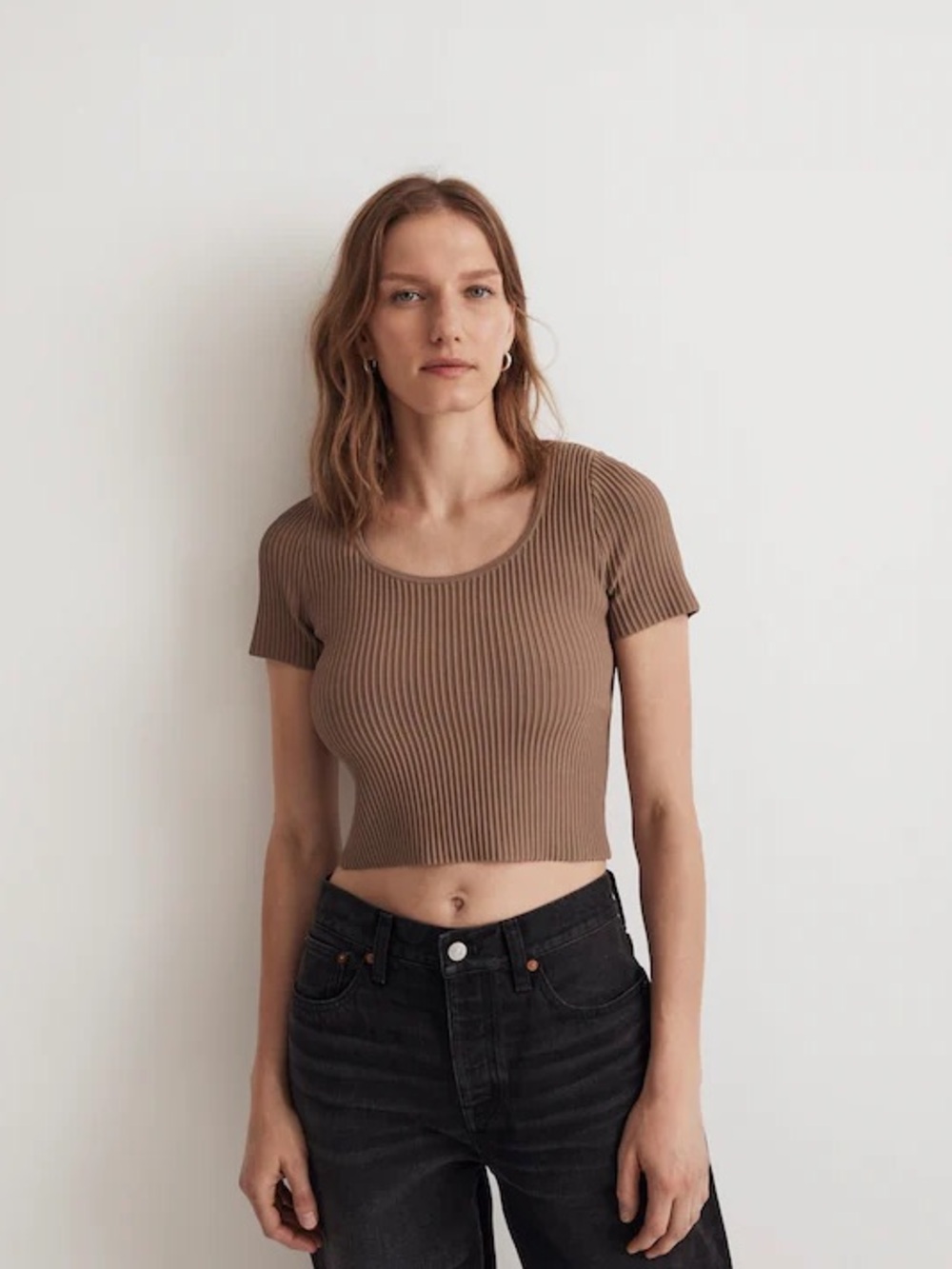 Madewell Brown Ribbed Top - Picture 2 of 7